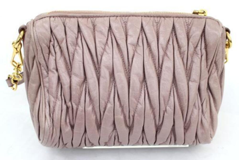 Miu Miu Shoulder Gathered Bag Pink Leather Pink